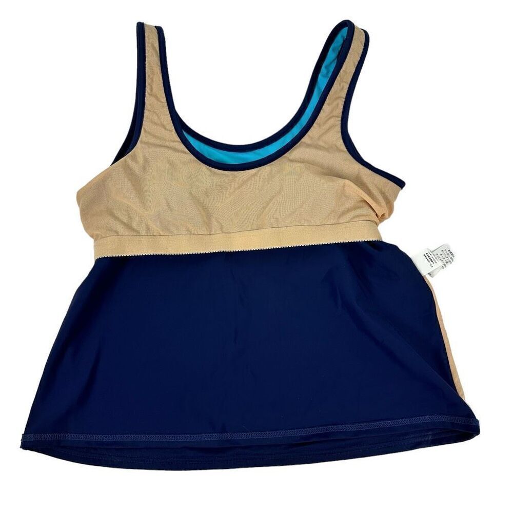 L.L. Bean Tank Tankini Swimsuit Top Teal Blue size 12 - Picture 5 of 7